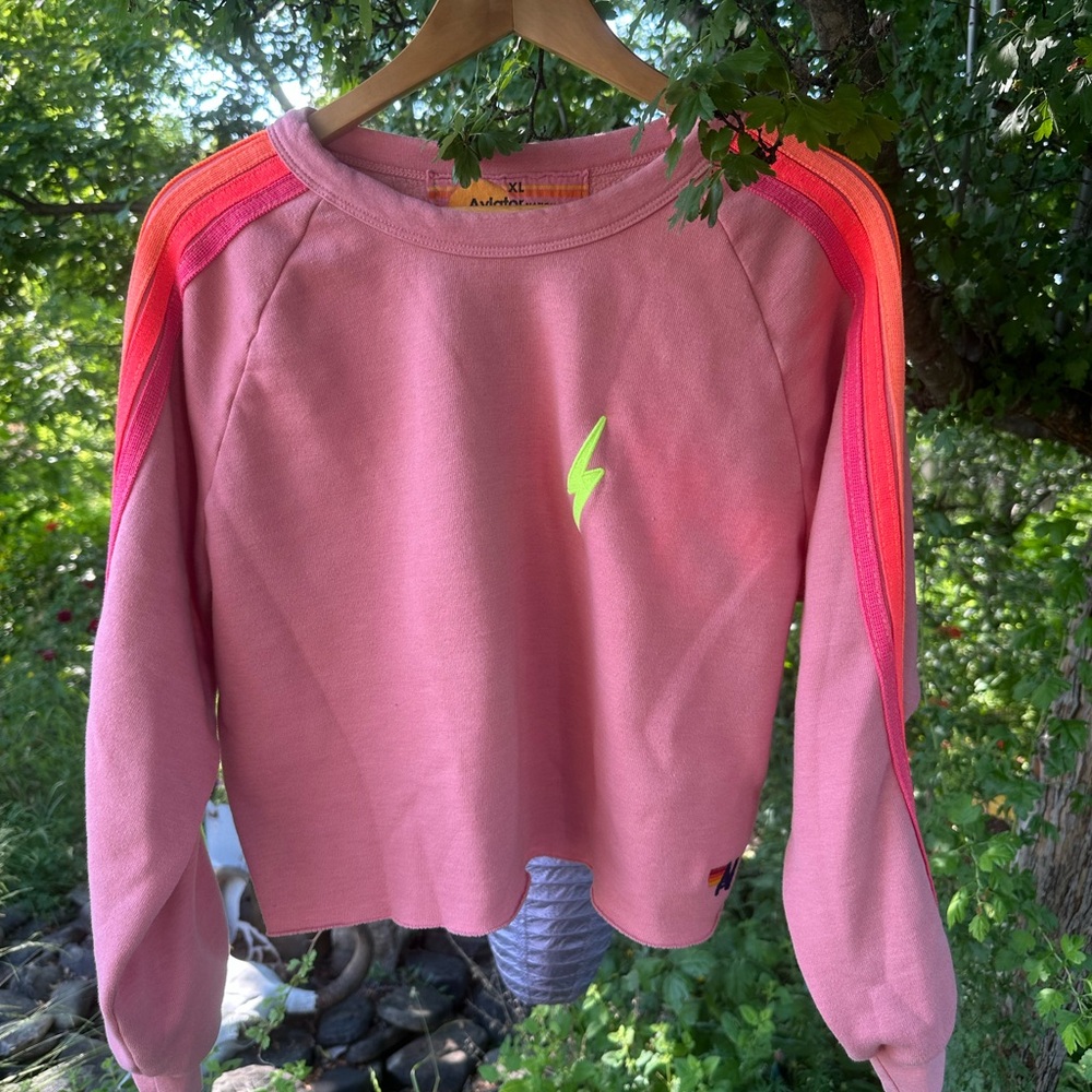 Aviator Nation Pink Sweatshirt with Neon Accents